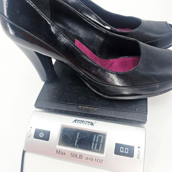 Aerosoles A2 Big Ben Black Pumps High Heel Platform Peep Toe Shoe Size 7.5 - Picture 9 of 9